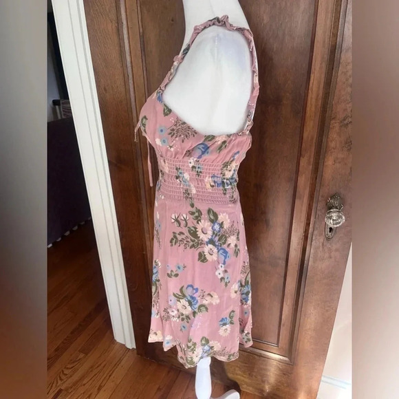 Reformation Elyse Pink Floral Sleeveless Smocked Mini Dress Women Size 4… - Picture 4 of 10